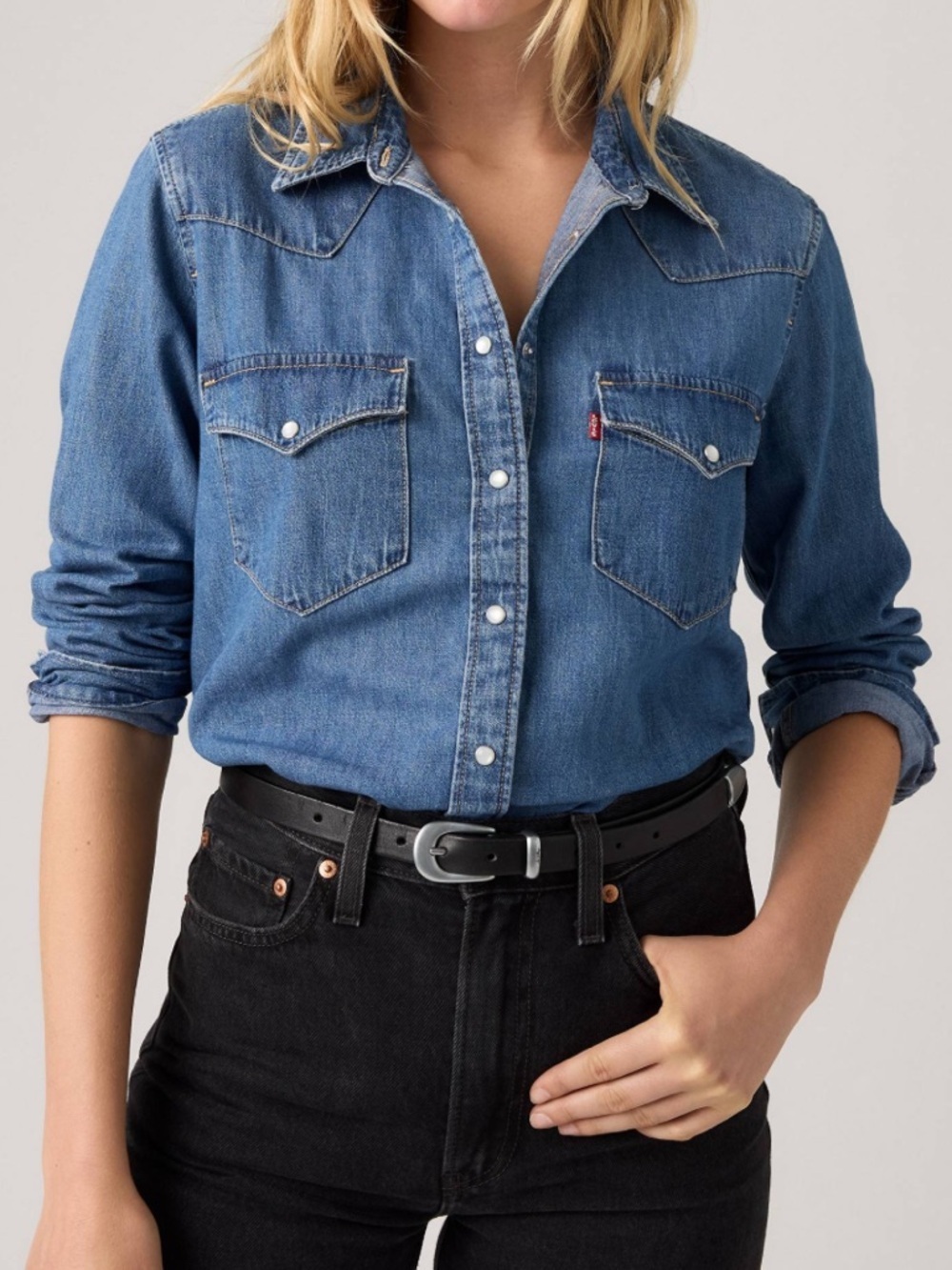 Levi's Ultimate Western Long Sleeve Denim Shirt Classic Fit Pearl Snap Buttons